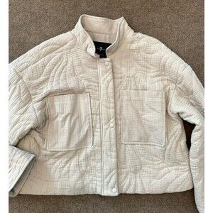 7 For All Mankind Quilted Cropped Jacket Womens L Lined Cotton Puffer